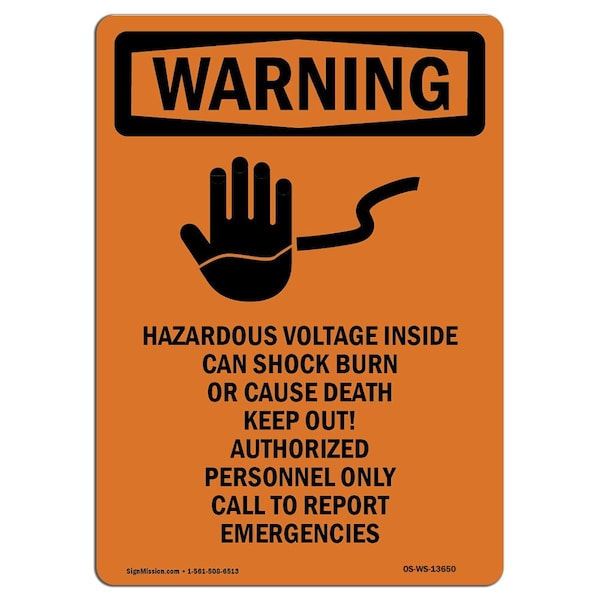 OSHA WARNING Sign, Hazardous W/ Symbol, 14in X 10in Aluminum, 10" W, 14" L, Portrait